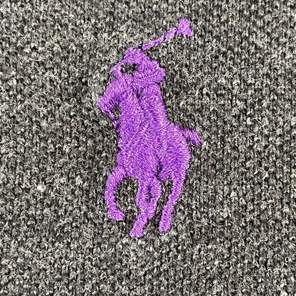 Polo Ralph‎ Lauren Long Sleeve Polo Shirt Mens Large Grey 100% Cotton Preppy